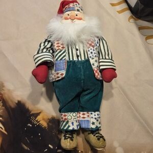 Hand Crafted Festive Santa Doll with Red and Green Outfit